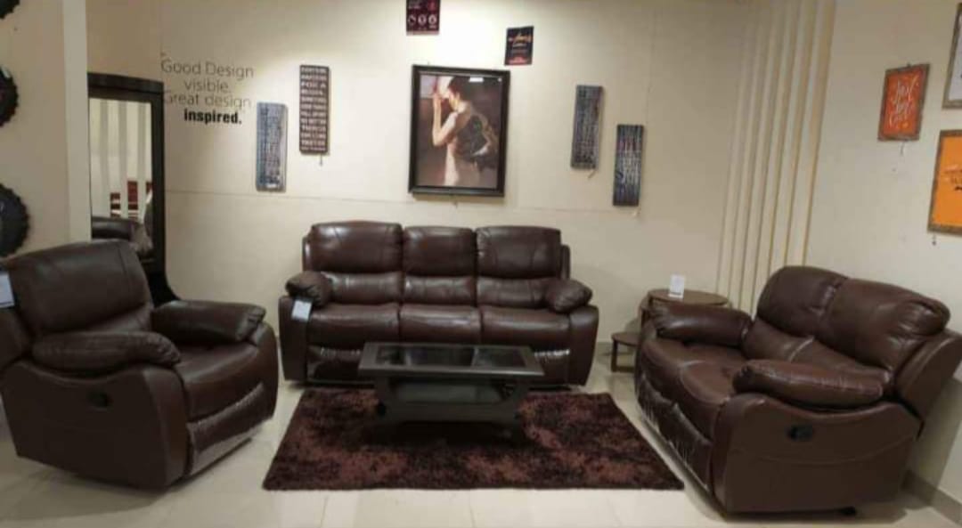 Recliner Leather Sofa Set